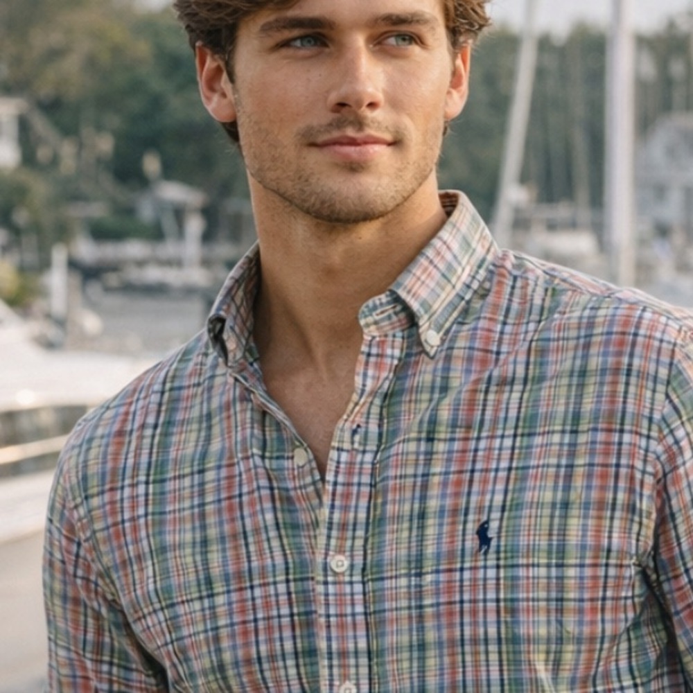 Polo Ralph Lauren Plaid Button Down Shirt Preppy Coastal Classic 38072